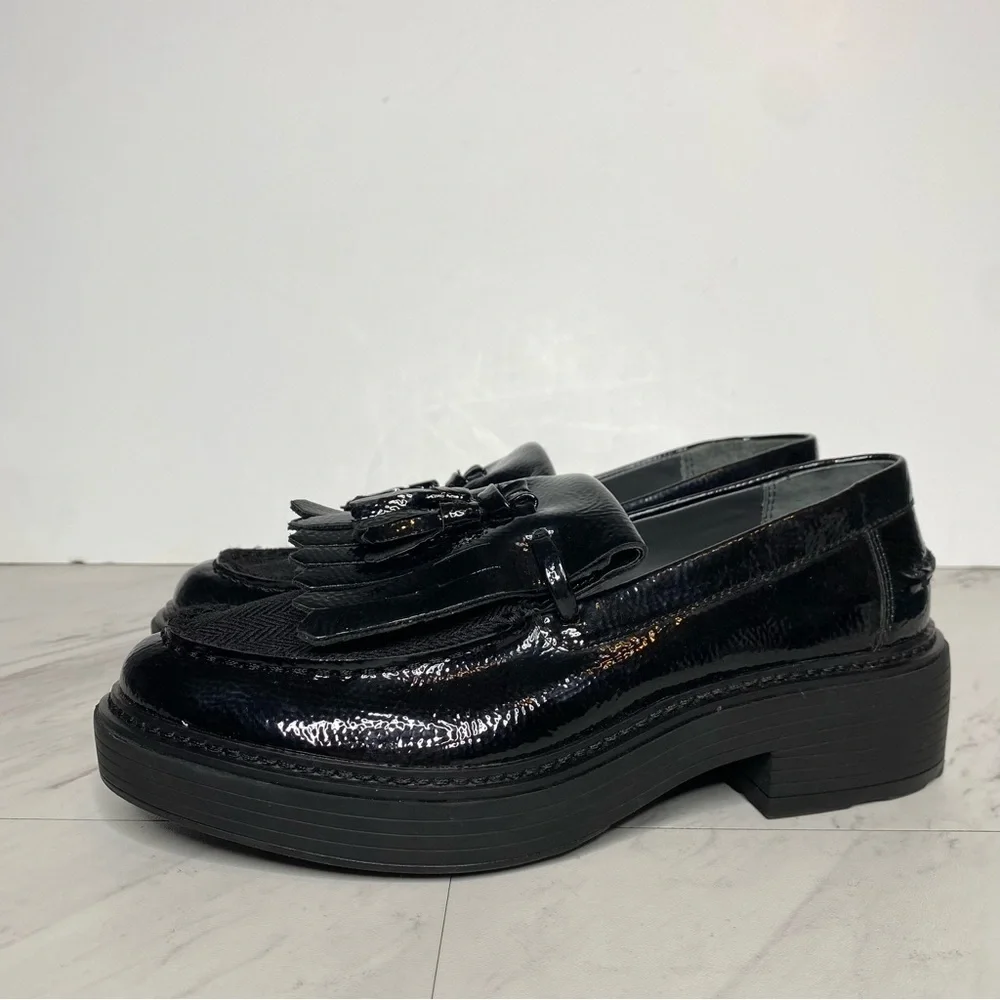 Franco Sarto Kili Black Patent Platform Loafer 6M